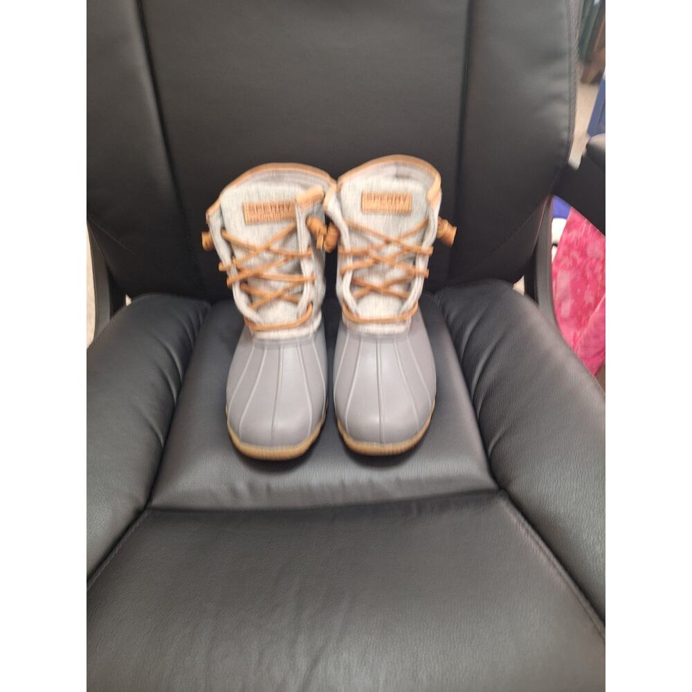 Sperry Top-Sider Women Saltwater Wool Embossed Duck Boots Thinsulate SZ 5 Gray